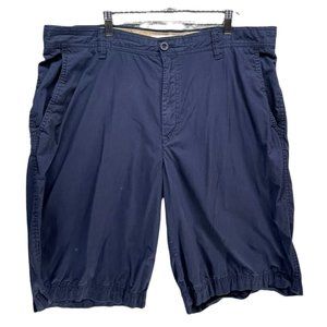 Izod Saltwater Shorts Mens 38 x 10.5" Navy Blue Lightweight 100% Cotton Chino